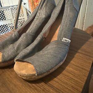 Toms Gray Espadrilles Soft Knit Casual Shoes